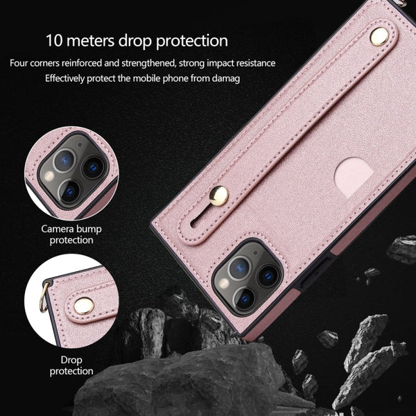 Wrist Strap PU+TPU Shockproof Protective Case with Crossbody Lanyard & Holder & Card Slot, For iPhone 11 Pro, For iPhone 11 Pro Max