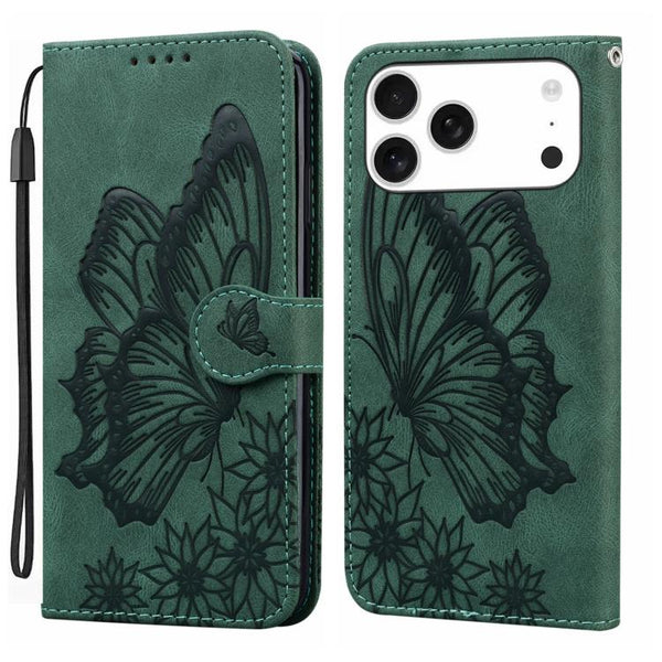 Retro Skin Feel Butterflies Embossing Horizontal Flip Leather Phone Case