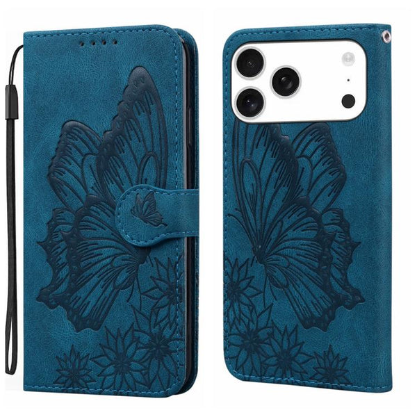 Retro Skin Feel Butterflies Embossing Horizontal Flip Leather Phone Case
