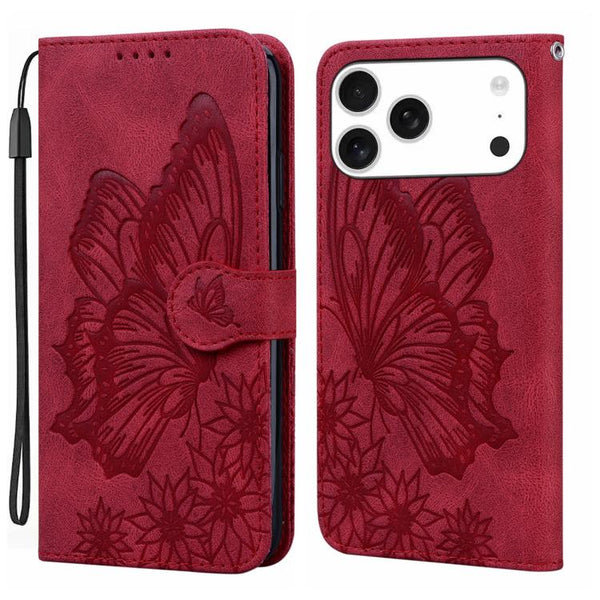 Retro Skin Feel Butterflies Embossing Horizontal Flip Leather Phone Case