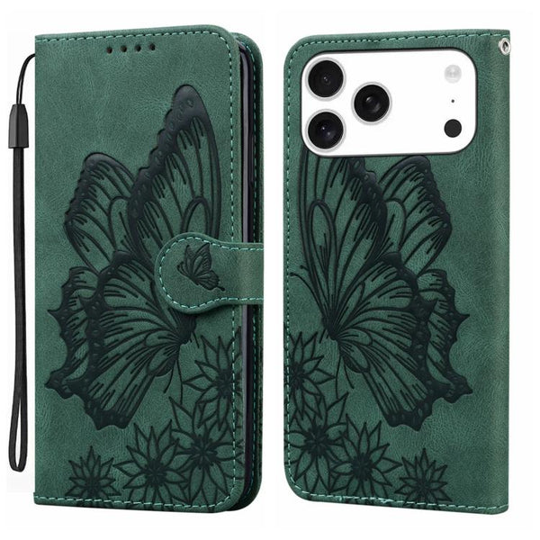 Retro Skin Feel Butterflies Embossing Horizontal Flip Leather Phone Case