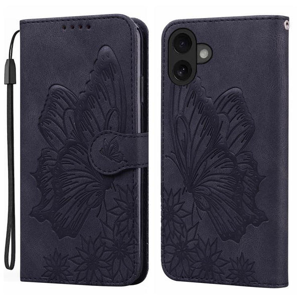 Retro Skin Feel Butterflies Embossing Horizontal Flip Leather Phone Case
