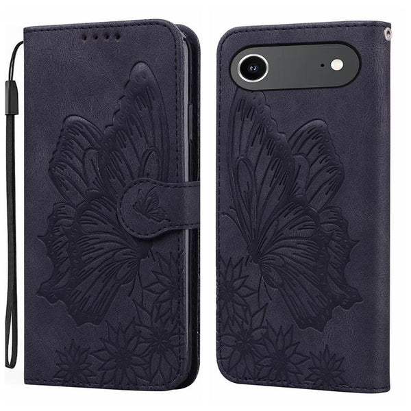 Retro Skin Feel Butterflies Embossing Horizontal Flip Leather Phone Case