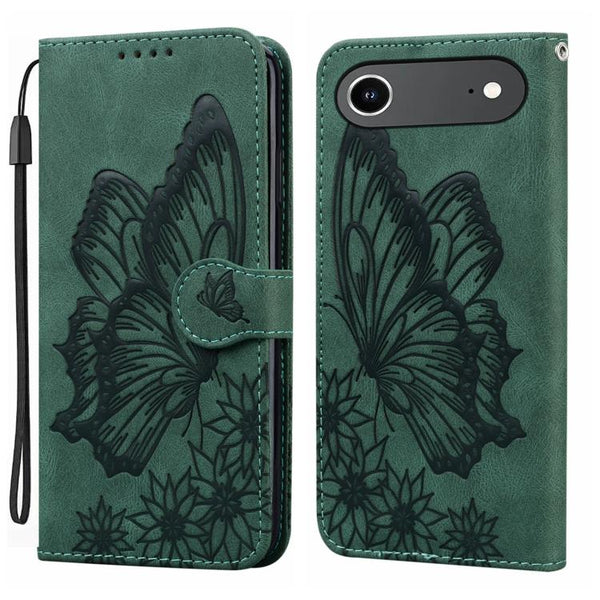 Retro Skin Feel Butterflies Embossing Horizontal Flip Leather Phone Case