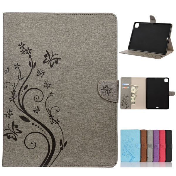 Butterfly Flower Embossing Pattern Horizontal Flip Leather Case with Holder & Card Slots & Wallet, For iPad Pro 11 (2020)