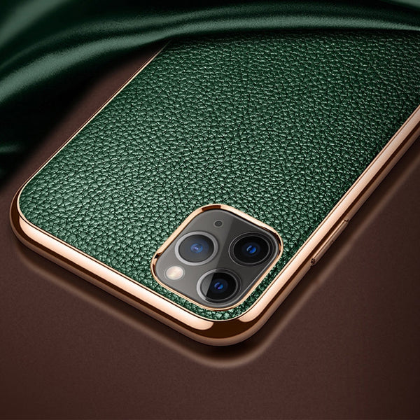 SULADA Litchi Texture Leather Electroplated Shckproof Protective Case, For iPhone 11 Pro, For iPhone 11, For iPhone 11 Pro Max