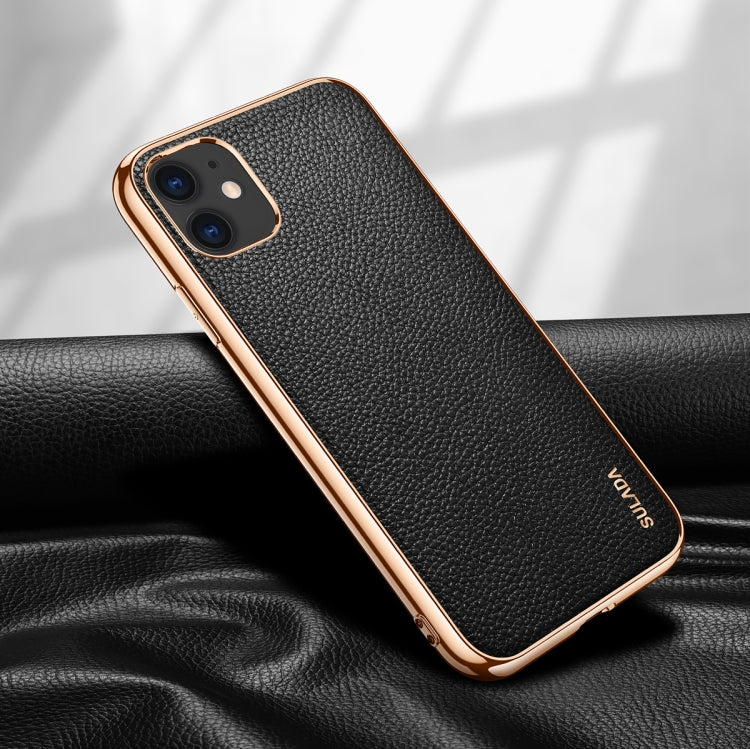 SULADA Litchi Texture Leather Electroplated Shckproof Protective Case, For iPhone 11 Pro, For iPhone 11, For iPhone 11 Pro Max
