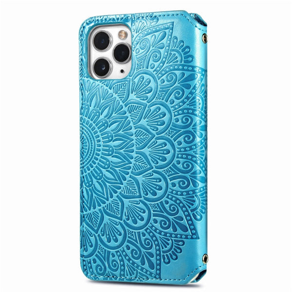 Blooming Mandala Embossed Pattern Magnetic Horizontal Flip Leather Case with Holder & Card Slots & Wallet, For iPhone 11