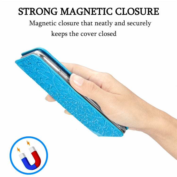 Blooming Mandala Embossed Pattern Magnetic Horizontal Flip Leather Case with Holder & Card Slots & Wallet, For iPhone 11