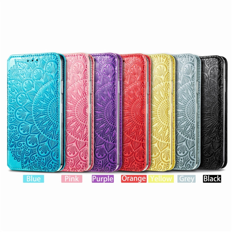Blooming Mandala Embossed Pattern Magnetic Horizontal Flip Leather Case with Holder & Card Slots & Wallet, For iPhone 11