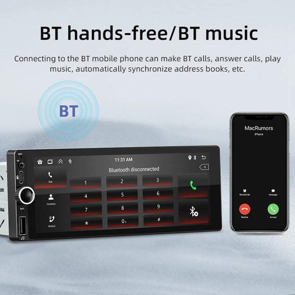 F6021 6.86 inch IPS Screen Car 1Din MP5 Player Support CarPlay & Android Auto