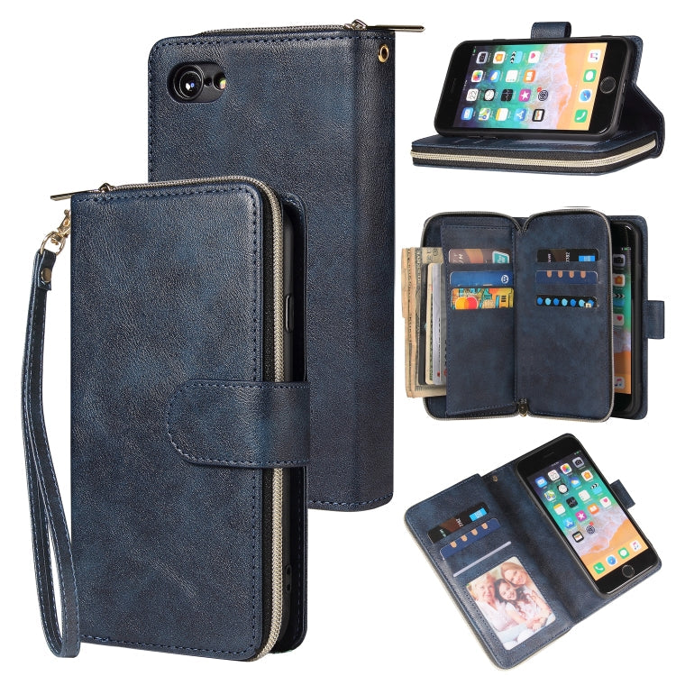 Zipper Wallet Bag Horizontal Flip PU Leather Case with Holder & 9 Card Slots & Wallet & Lanyard & Photo Frame, For iPhone 11, For iPhone 11 Pro, For iPhone 11 Pro Max, For iPhone SE 2022 / SE 2020 / 8 / 7