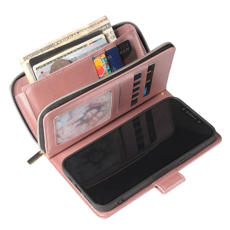 Zipper Wallet Bag Horizontal Flip PU Leather Case with Holder & 9 Card Slots & Wallet & Lanyard & Photo Frame, For iPhone 12 mini, For iPhone 12 / 12 Pro, For iPhone 12 Pro Max, For iPhone X / XS