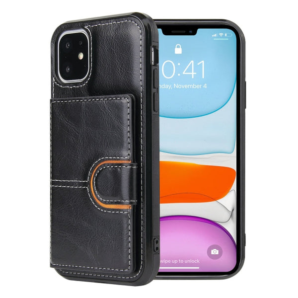 PU + TPU + PC  Shockproof Back Cover Case with Card Slot & Holder, For iPhone 11, For iPhone 11 Pro, For iPhone 11 Pro Max, For iPhone 12 mini