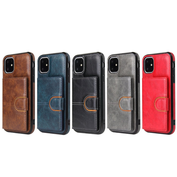 PU + TPU + PC  Shockproof Back Cover Case with Card Slot & Holder, For iPhone 11, For iPhone 11 Pro, For iPhone 11 Pro Max, For iPhone 12 mini