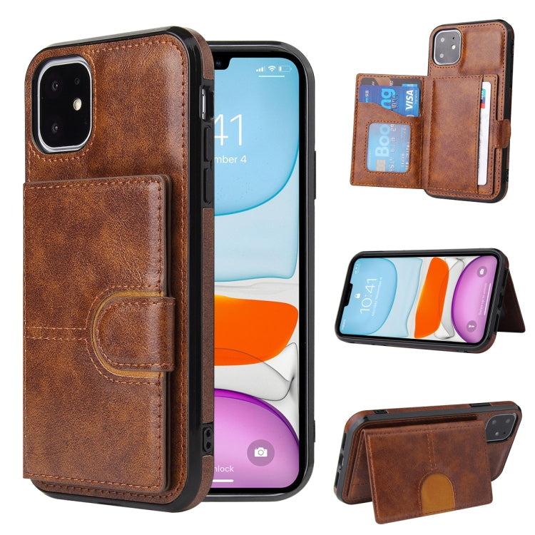 PU + TPU + PC  Shockproof Back Cover Case with Card Slot & Holder, For iPhone 11, For iPhone 11 Pro, For iPhone 11 Pro Max, For iPhone 12 mini