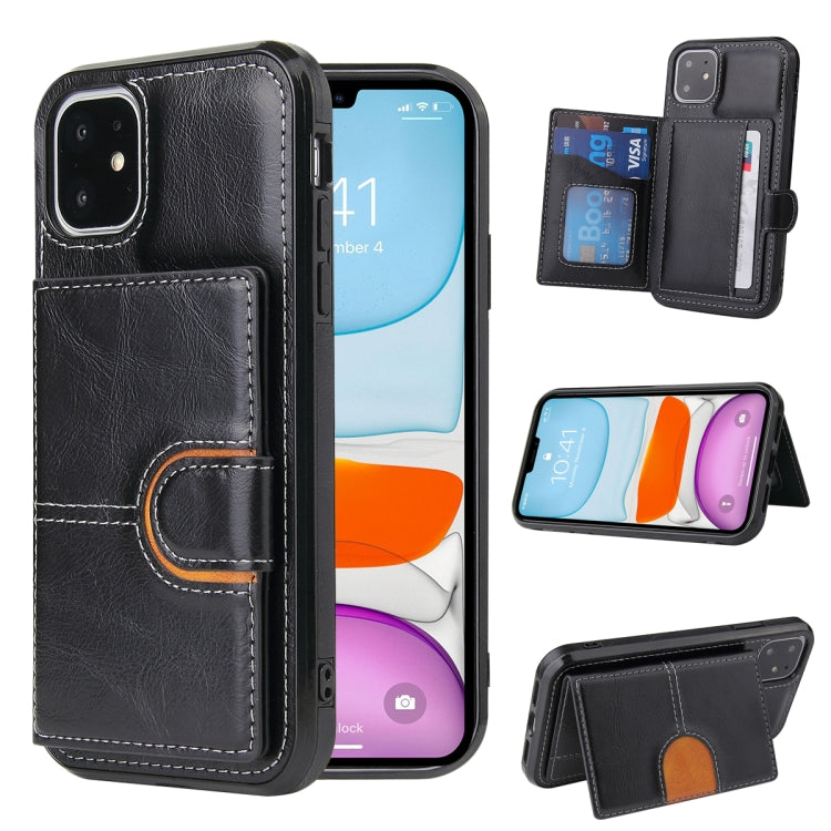 PU + TPU + PC  Shockproof Back Cover Case with Card Slot & Holder, For iPhone 12 / 12 Pro, For iPhone 12 Pro Max, For iPhone XS / X, For iPhone XR