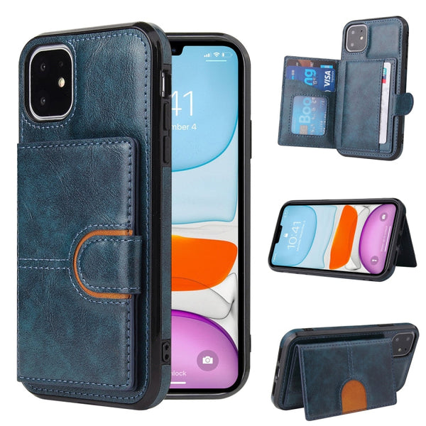 PU + TPU + PC  Shockproof Back Cover Case with Card Slot & Holder, For iPhone 12 / 12 Pro, For iPhone 12 Pro Max, For iPhone XS / X, For iPhone XR