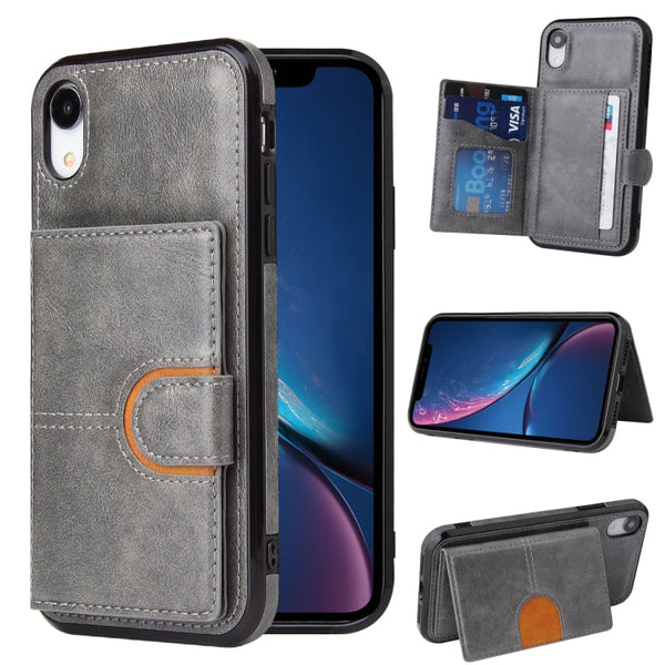 PU + TPU + PC  Shockproof Back Cover Case with Card Slot & Holder, For iPhone 12 / 12 Pro, For iPhone 12 Pro Max, For iPhone XS / X, For iPhone XR