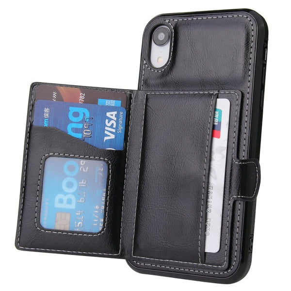 PU + TPU + PC  Shockproof Back Cover Case with Card Slot & Holder, For iPhone XS Max