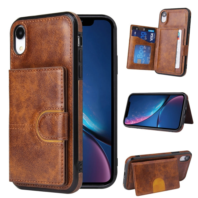 PU + TPU + PC  Shockproof Back Cover Case with Card Slot & Holder, For iPhone XS Max