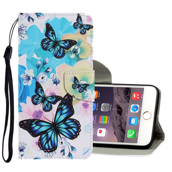 Coloured Drawing Pattern Horizontal Flip PU Leather Case with Holder & Card Slots & Wallet & Lanyard, For iPhone 8 Plus & 7 Plus
