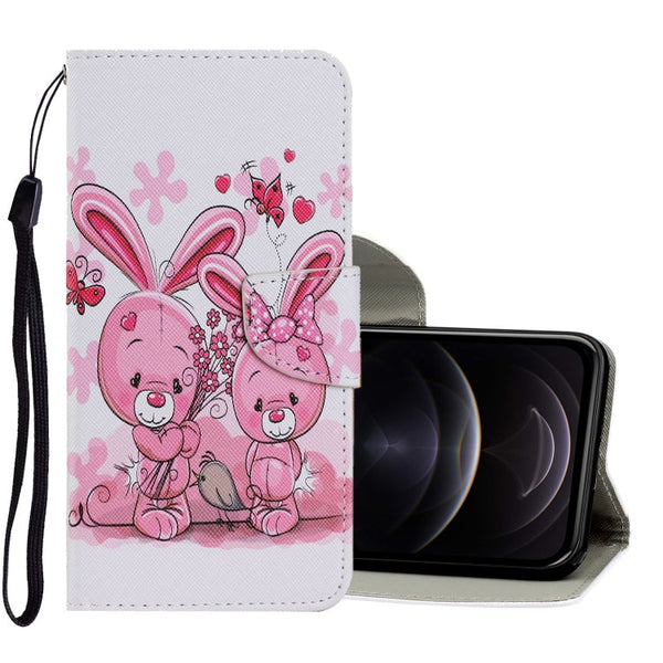 Coloured Drawing Pattern Horizontal Flip PU Leather Case with Holder & Card Slots & Wallet & Lanyard, For iPhone 12 / 12 Pro