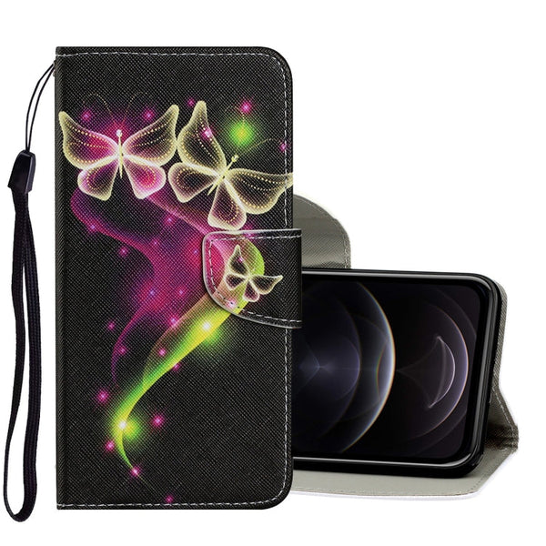 Coloured Drawing Pattern Horizontal Flip PU Leather Case with Holder & Card Slots & Wallet & Lanyard, For iPhone 12 / 12 Pro