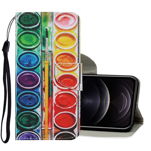 Coloured Drawing Pattern Horizontal Flip PU Leather Case with Holder & Card Slots & Wallet & Lanyard, For iPhone 12 / 12 Pro