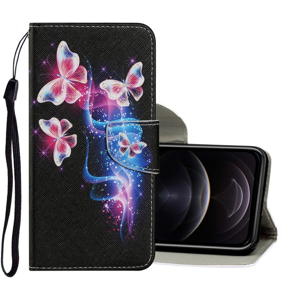 Coloured Drawing Pattern Horizontal Flip PU Leather Case with Holder & Card Slots & Wallet & Lanyard, For iPhone 12 / 12 Pro
