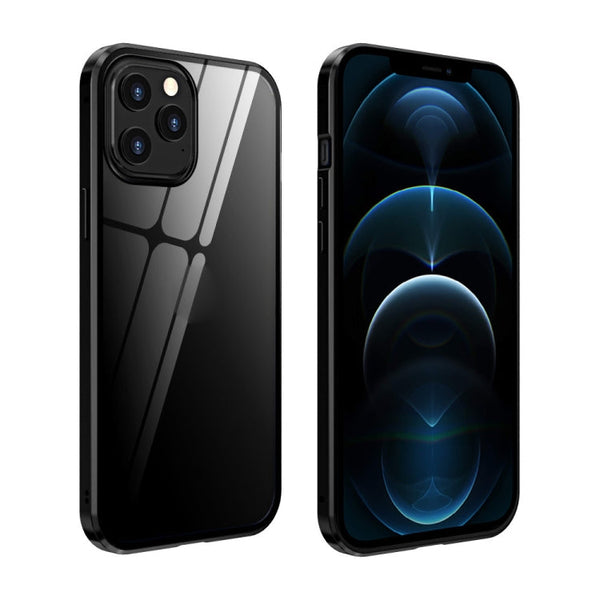 Double Sides Tempered Glass Magnetic Adsorption Metal Frame Anti-peep Screen Case