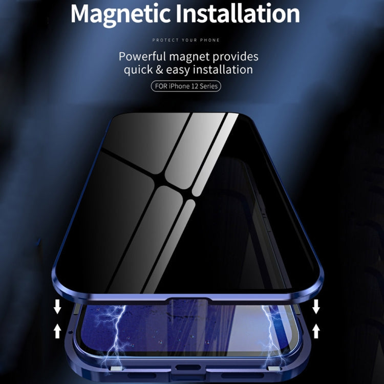 Double Sides Tempered Glass Magnetic Adsorption Metal Frame Anti-peep Screen Case