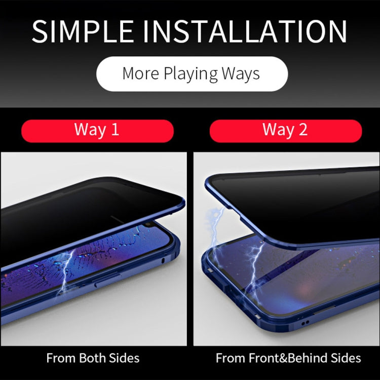 Double Sides Tempered Glass Magnetic Adsorption Metal Frame Anti-peep Screen Case