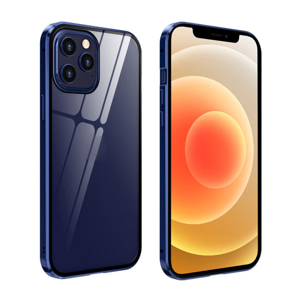 Double Sides Tempered Glass Magnetic Adsorption Metal Frame Anti-peep Screen Case