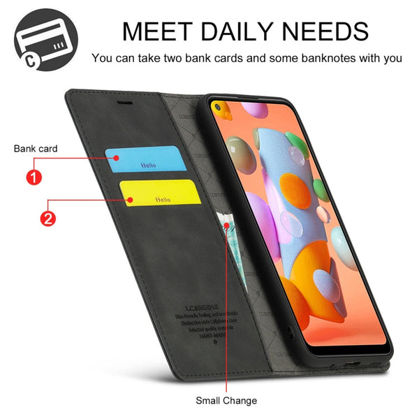 LC.IMEEK Strong Magnetism Ultra-thin Horizontal Flip Shockproof Matte TPU + PU Leather Case with Holder & Card Slots & Wallet, For Samsung Galaxy A11 / M11, For Samsung Galaxy A21s, For Samsung Galaxy A51 / M40s, For Samsung Galaxy A71 / M70s