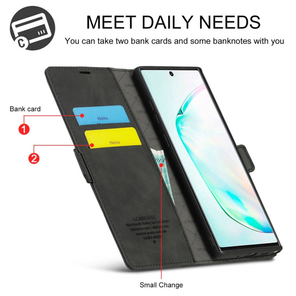LC.IMEEK Strong Magnetism Ultra-thin Horizontal Flip Shockproof Matte TPU + PU Leather Case with Holder & Card Slots & Wallet, For Samsung Galaxy Note10+, For Samsung Galaxy Note10, For Samsung Galaxy Note20 Ultra, For Samsung Galaxy Note20