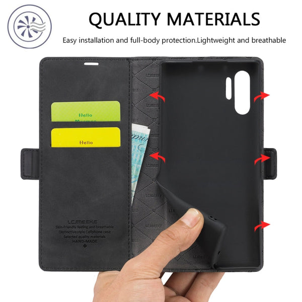 LC.IMEEK Strong Magnetism Ultra-thin Horizontal Flip Shockproof Matte TPU + PU Leather Case with Holder & Card Slots & Wallet, For Samsung Galaxy Note10+, For Samsung Galaxy Note10, For Samsung Galaxy Note20 Ultra, For Samsung Galaxy Note20