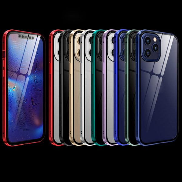 Double Sides Tempered Glass Magnetic Adsorption Metal Frame HD Screen Case