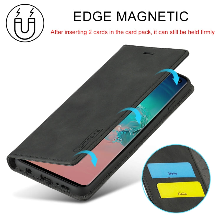 LC.IMEEKE Strong Magnetism Ultra-thin Horizontal Flip Shockproof Matte TPU + PU Leather Case with Holder & Card Slots & Wallet, For Samsung Galaxy S10, For Samsung Galaxy S10+
