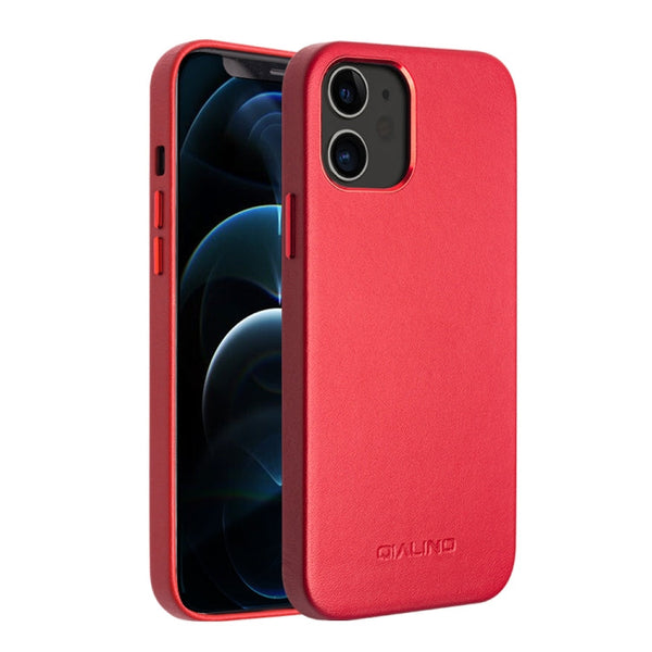 QIALINO Shockproof Cowhide Leather Protective Case, For iPhone 12 mini, For iPhone 12 Pro Max, For iPhone 12 / 12 Pro