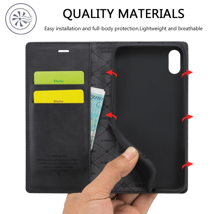 LC.IMEEKE Strong Magnetism Ultra-thin Horizontal Flip Shockproof Matte TPU + PU Leather Case with Holder & Card Slots & Wallet, For iPhone XR, For iPhone XS Max, For iPhone 6 / 6s, For iPhone 6 Plus / 6s Plus