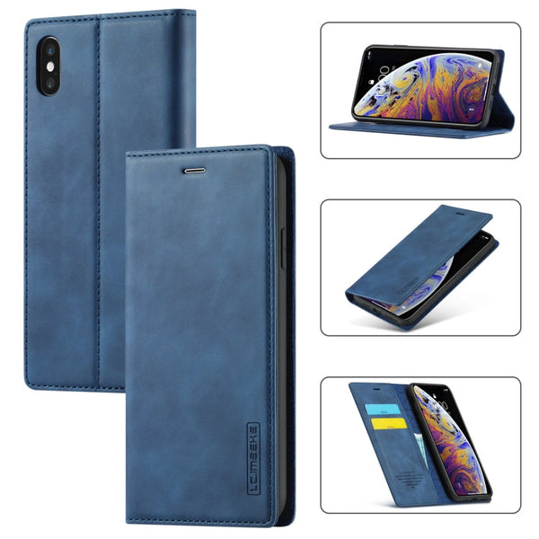 LC.IMEEKE Strong Magnetism Ultra-thin Horizontal Flip Shockproof Matte TPU + PU Leather Case with Holder & Card Slots & Wallet, For iPhone XR, For iPhone XS Max, For iPhone 6 / 6s, For iPhone 6 Plus / 6s Plus