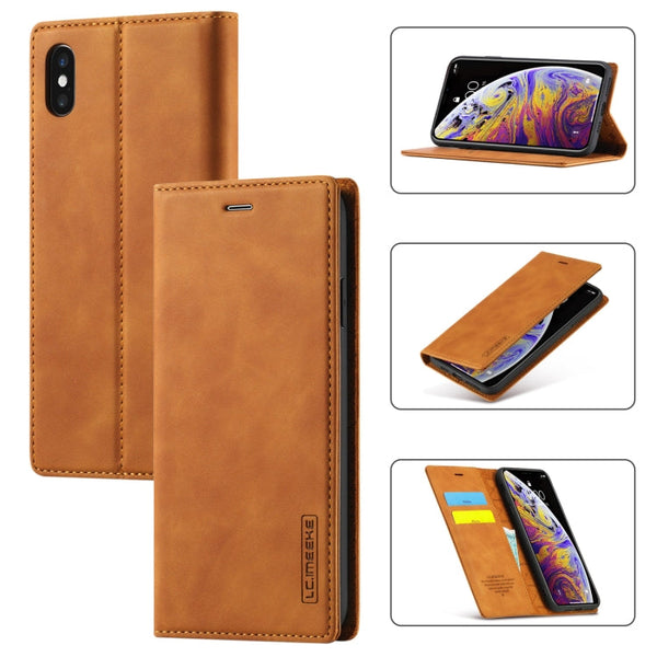 LC.IMEEKE Strong Magnetism Ultra-thin Horizontal Flip Shockproof Matte TPU + PU Leather Case with Holder & Card Slots & Wallet, For iPhone XR, For iPhone XS Max, For iPhone 6 / 6s, For iPhone 6 Plus / 6s Plus