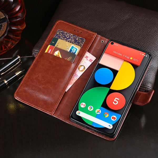 idewei Crazy Horse Texture Horizontal Flip Leather Case with Holder & Card Slots & Wallet, For Google Pixel 4a 5G