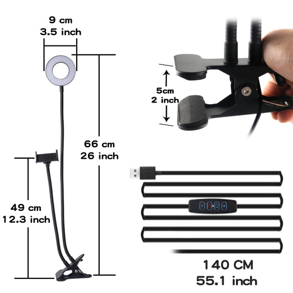 3.5 inch Adjustable Live Broadcast Aluminum Alloy Clip LED Fill Light with Phone Clamp