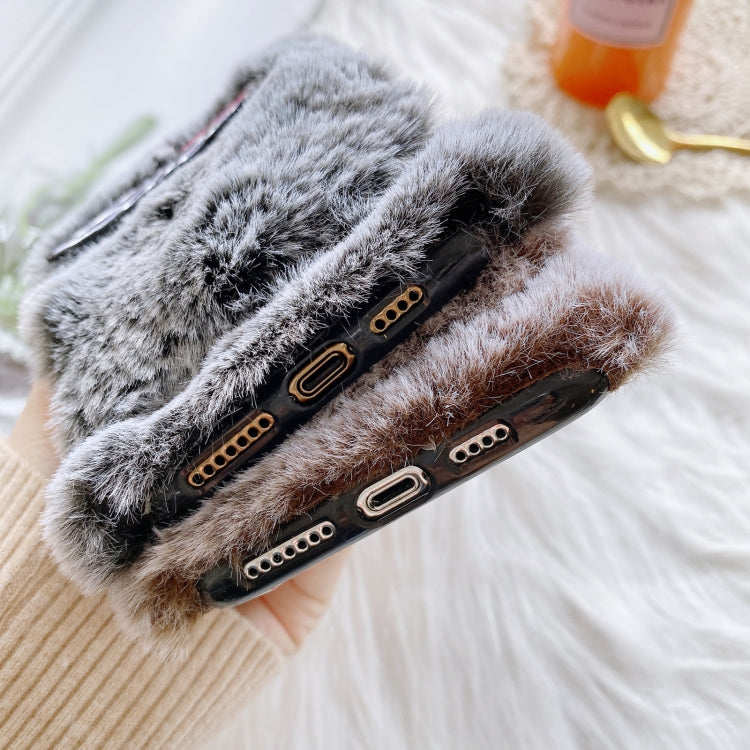 Rose Flower Hand Warmer Plush Shockproof TPU Case, For iPhone 12 / 12 Pro