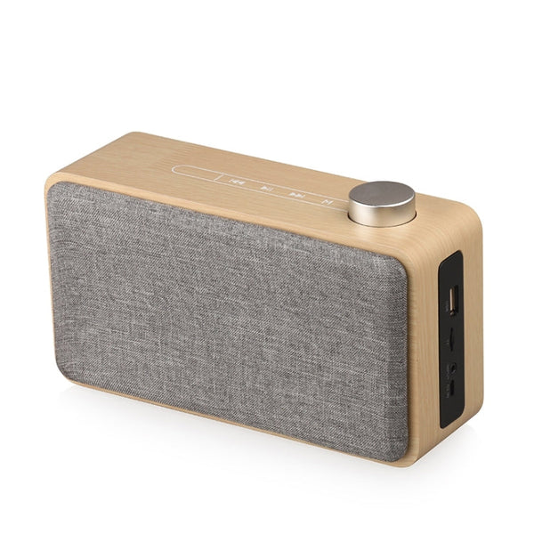 W5A Subwoofer Fabric Wooden Touch Bluetooth Speaker, Support TF Card & U Disk & 3.5mm AUX, Walnut, Yellow Wood