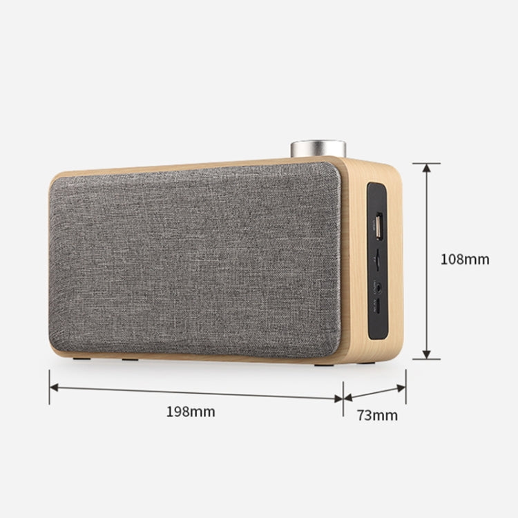 W5A Subwoofer Fabric Wooden Touch Bluetooth Speaker, Support TF Card & U Disk & 3.5mm AUX, Walnut, Yellow Wood