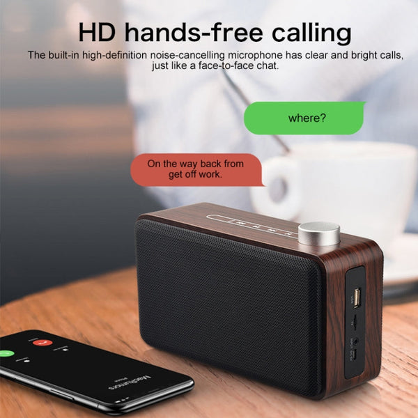 W5A Subwoofer Fabric Wooden Touch Bluetooth Speaker, Support TF Card & U Disk & 3.5mm AUX, Walnut, Yellow Wood