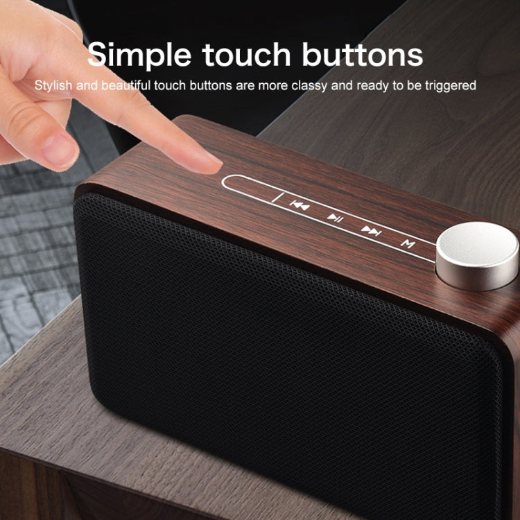 W5A Subwoofer Fabric Wooden Touch Bluetooth Speaker, Support TF Card & U Disk & 3.5mm AUX, Walnut, Yellow Wood